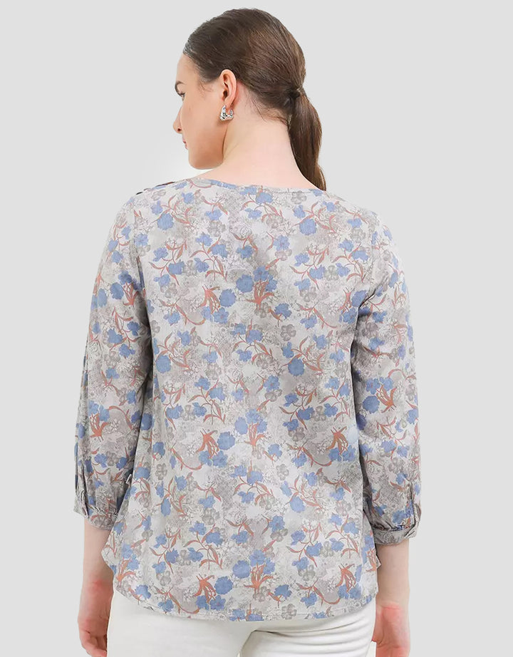 Expand Lineta Blouse Kemeja Motif Bunga Wanita