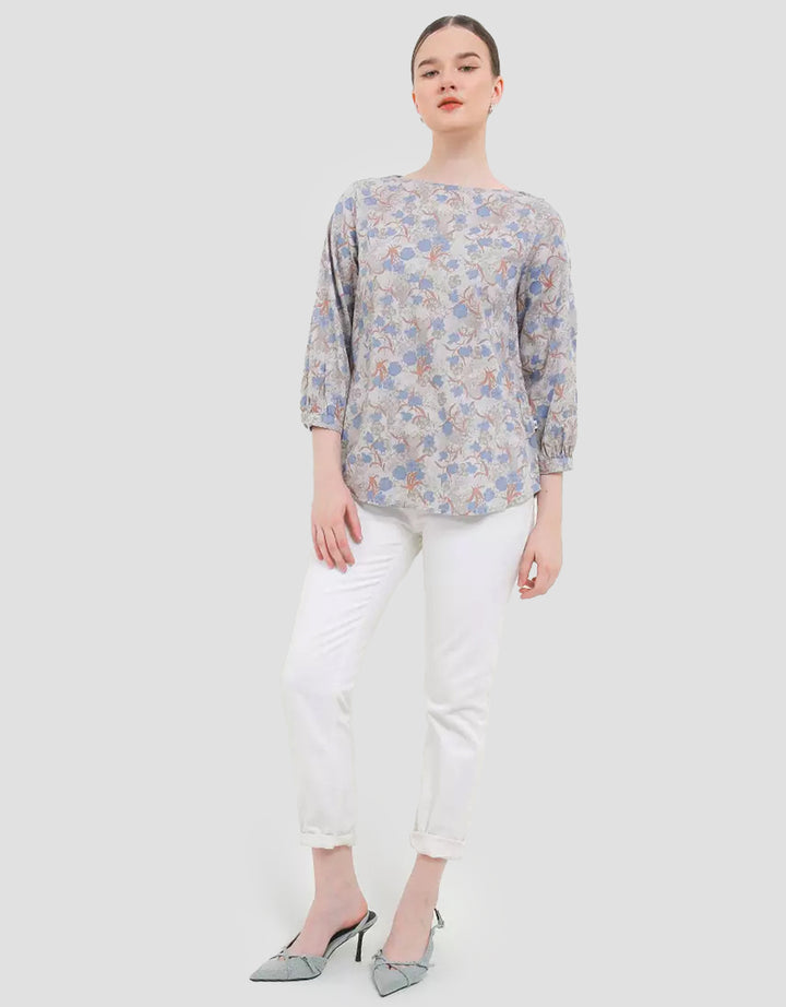 Expand Lineta Blouse Kemeja Motif Bunga Wanita