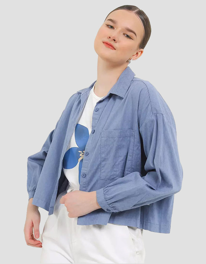 Expand Jomy Blouse Kemeja Crop Floral Wanita