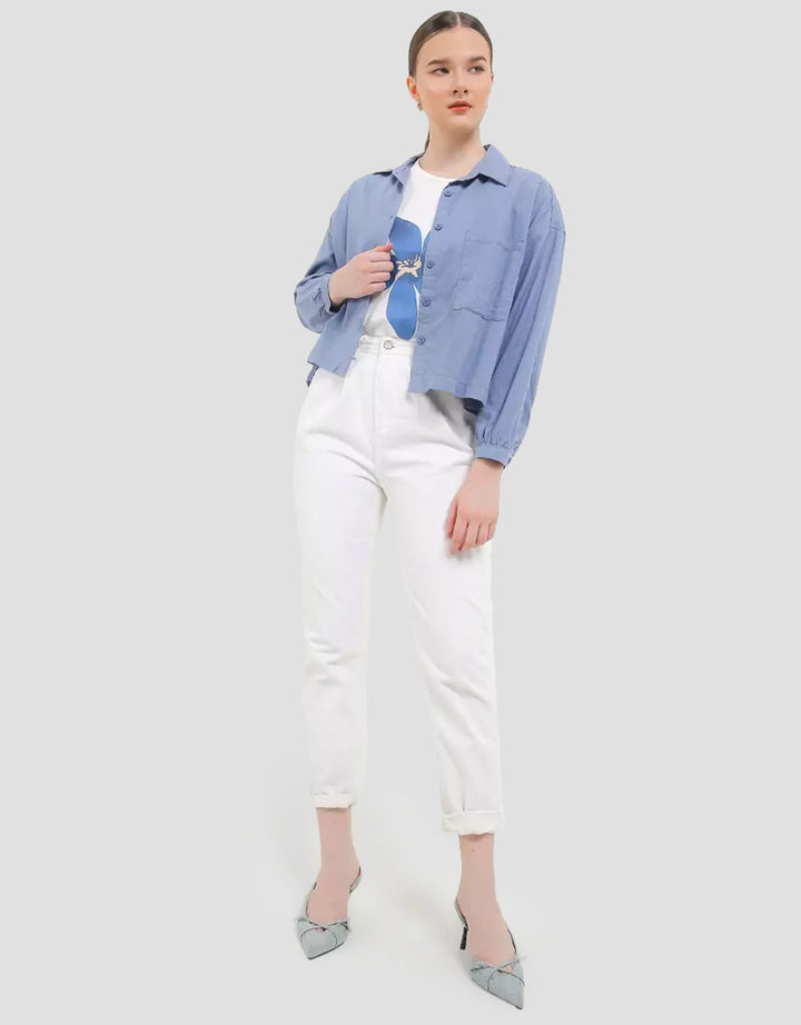 Expand Jomy Blouse Kemeja Crop Floral Wanita