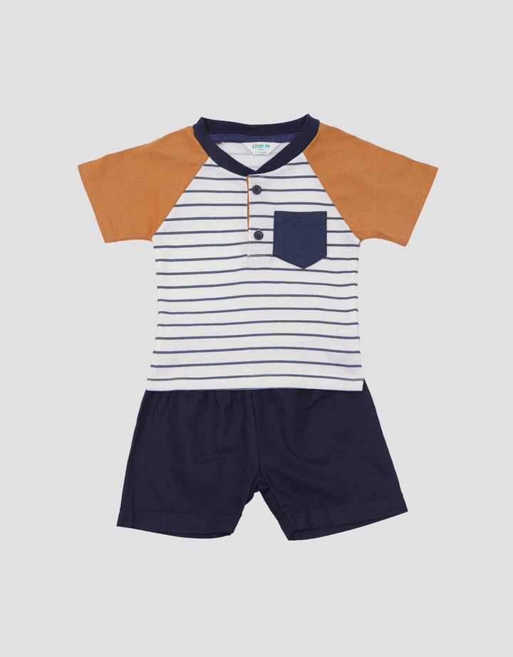 Little M Raglan Stripe Set Pakaian Anak Bayi