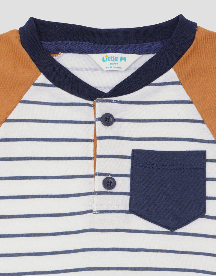 Little M Raglan Stripe Set Pakaian Anak Bayi