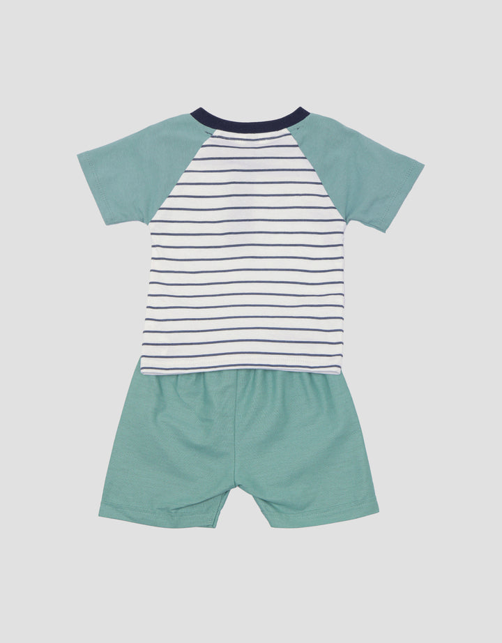 Little M Raglan Stripe Set Pakaian Anak Bayi