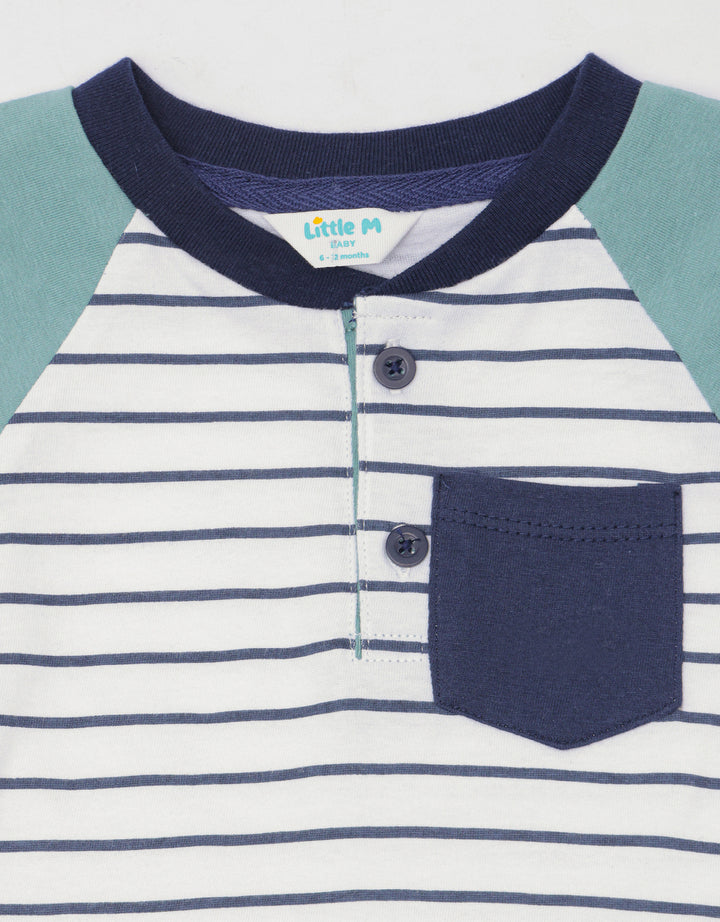 Little M Raglan Stripe Set Pakaian Anak Bayi