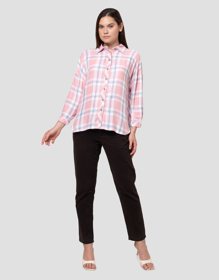 Cardinal Girl Full Button Kemeja Lengan Panjang Wanita