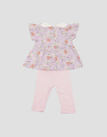 Little M Fullprint Bear Baju Set 2 Pcs Bayi Perempuan
