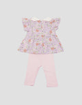 Little M Fullprint Bear Baju Set 2 Pcs Bayi Perempuan