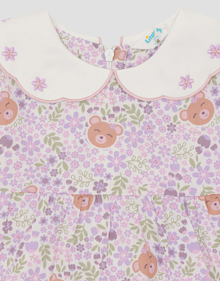 Little M Fullprint Bear Baju Set 2 Pcs Bayi Perempuan