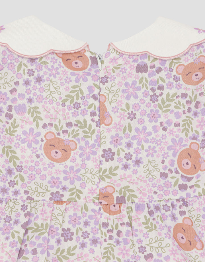 Little M Fullprint Bear Baju Set 2 Pcs Bayi Perempuan