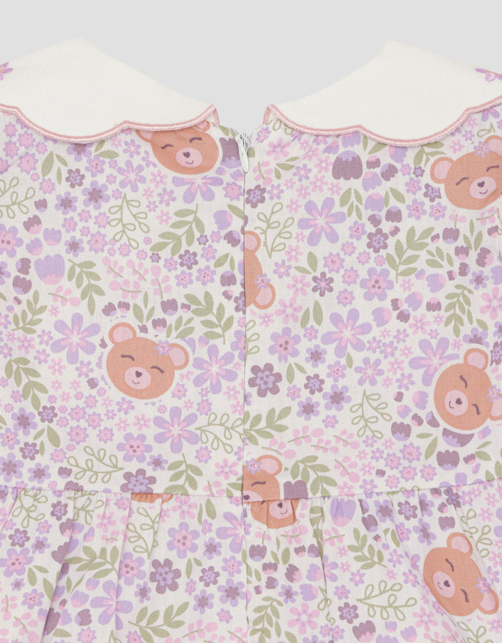 Little M Fullprint Bear Baju Set 2 Pcs Bayi Perempuan