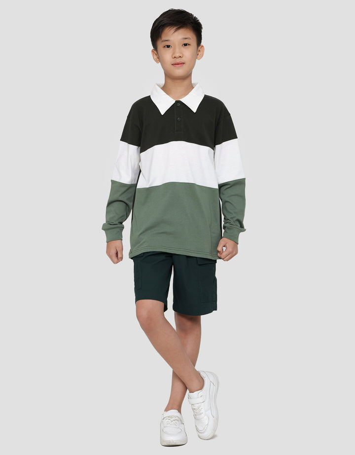 Nevada Colorblock Jersey Kaos Kerah Lengan Panjang Anak Laki-Laki