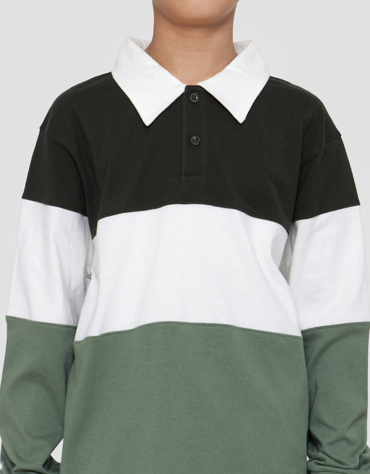 Nevada Colorblock Jersey Kaos Kerah Lengan Panjang Anak Laki-Laki