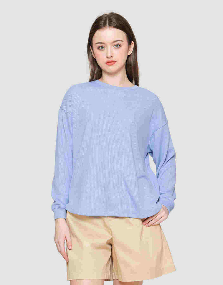 Connexion Waffle Kantong Bobok Kaos Lengan Panjang Wanita