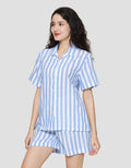 St. Yves Stripe Cotton Setelan Piyama Wanita
