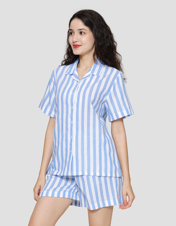 St. Yves Stripe Cotton Setelan Piyama Wanita