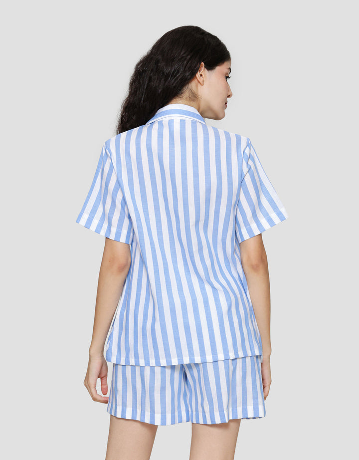 St. Yves Stripe Cotton Setelan Piyama Wanita