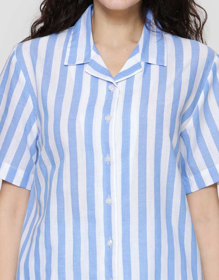 St. Yves Stripe Cotton Setelan Piyama Wanita