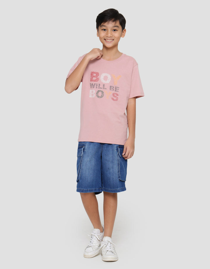Nevada Print Boys Will Be Boys Kaos Lengan Pendek Anak Laki-laki