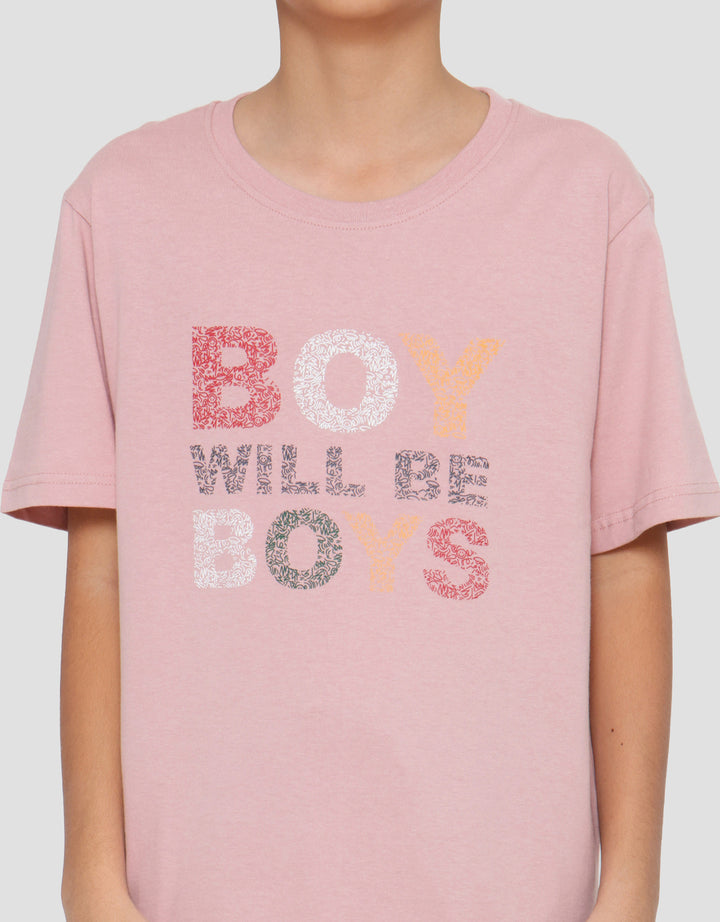 Nevada Print Boys Will Be Boys Kaos Lengan Pendek Anak Laki-laki