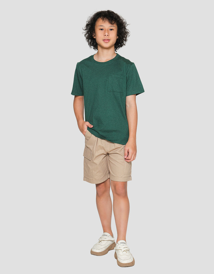 Nevada Cardet 24S Katun Solid Polos Kantong Kaos Lengan Pendek Anak Laki-laki