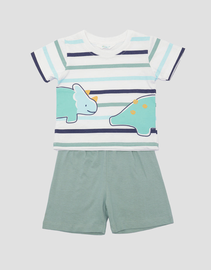 Little M Jersey Dino Mirror Baju Set Anak Laki-Laki