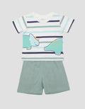 Little M Jersey Dino Mirror Baju Set Anak Laki-Laki