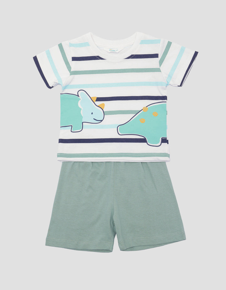 Little M Jersey Dino Mirror Baju Set Anak Laki-Laki