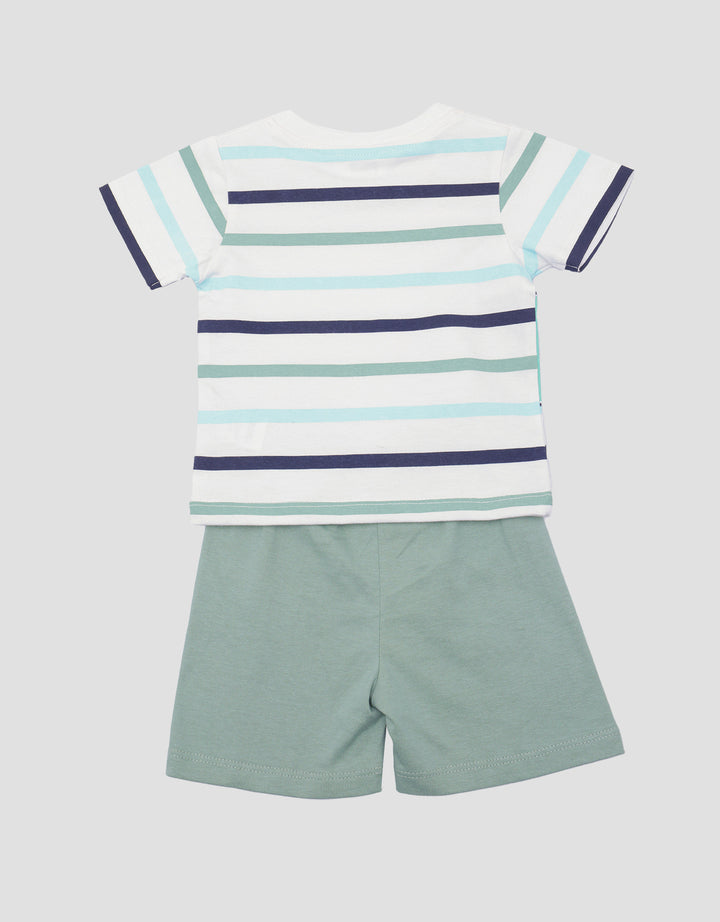 Little M Jersey Dino Mirror Baju Set Anak Laki-Laki