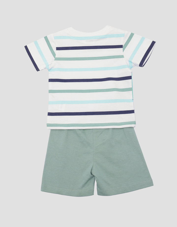 Little M Jersey Dino Mirror Baju Set Anak Laki-Laki
