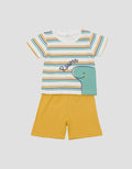 Little M Jersey Stripe Roar Pakaian Setelan Anak Laki-laki