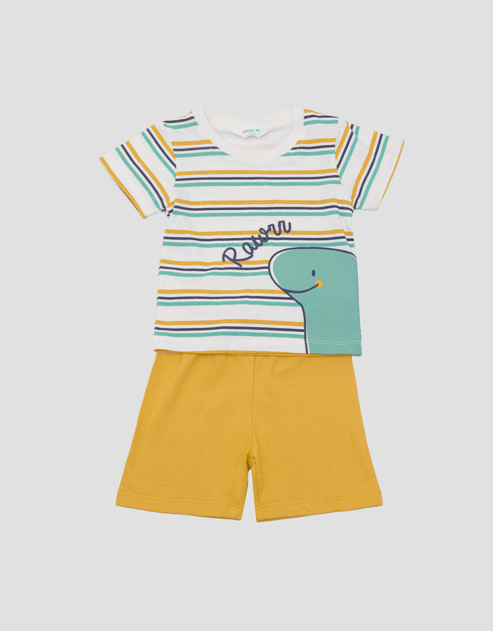 Little M Jersey Stripe Roar Pakaian Setelan Anak Laki-laki