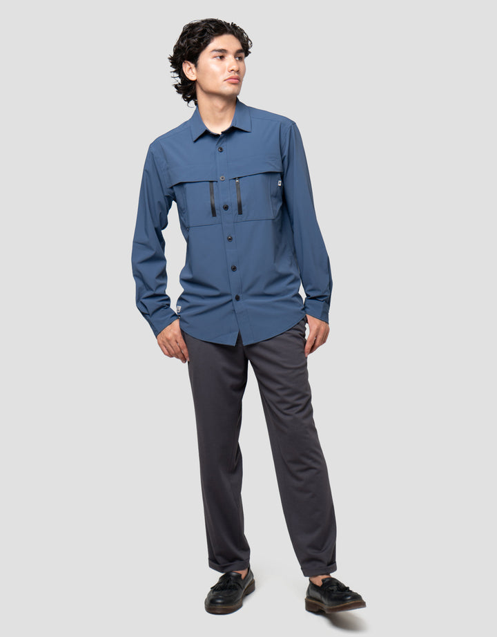 Cardinal Casual Zipper Pocket Kemeja Pria