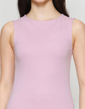 Suko Sleeveless Slit Kerah Bulat Tanpa Lengan Kaos Wanita