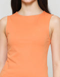 Suko Sleeveless Slit Kerah Bulat Tanpa Lengan Kaos Wanita