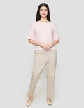 Suko Crop New Waffle Lengan Pendek Kaos Oversize Wanita