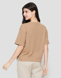 Suko Crop New Waffle Lengan Pendek Kaos Oversize Wanita