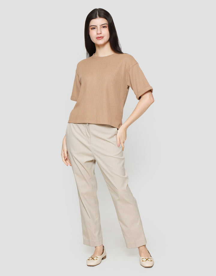 Suko Crop New Waffle Lengan Pendek Kaos Oversize Wanita