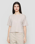 Suko Crop New Waffle Lengan Pendek Kaos Oversize Wanita