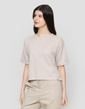Suko Crop New Waffle Lengan Pendek Kaos Oversize Wanita