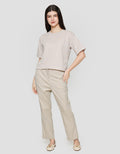 Suko Crop New Waffle Lengan Pendek Kaos Oversize Wanita