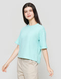 Suko Crop New Waffle Lengan Pendek Kaos Oversize Wanita