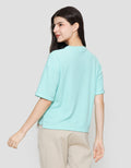 Suko Crop New Waffle Lengan Pendek Kaos Oversize Wanita