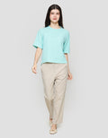 Suko Crop New Waffle Lengan Pendek Kaos Oversize Wanita