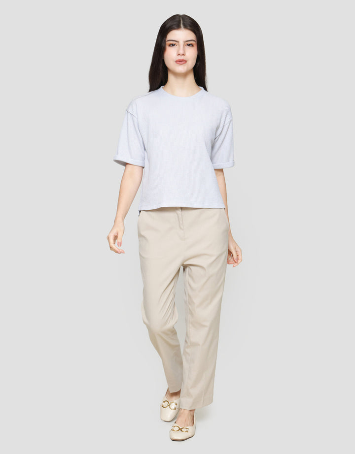 Suko Crop New Waffle Lengan Pendek Kaos Oversize Wanita