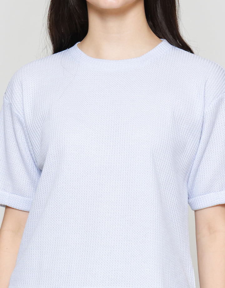 Suko Crop New Waffle Lengan Pendek Kaos Oversize Wanita