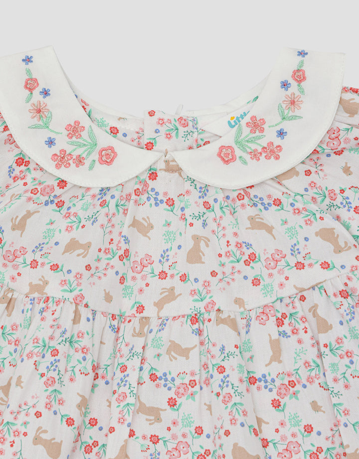 Little M Bunny Flower Baju Set Anak Perempuan