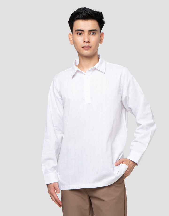 Cole Half Placate Stripe Texture Kemeja Pria