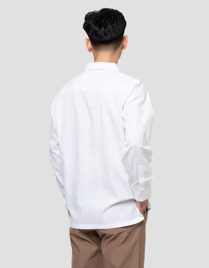 Cole Half Placate Stripe Texture Kemeja Pria