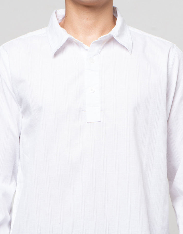 Cole Half Placate Stripe Texture Kemeja Pria