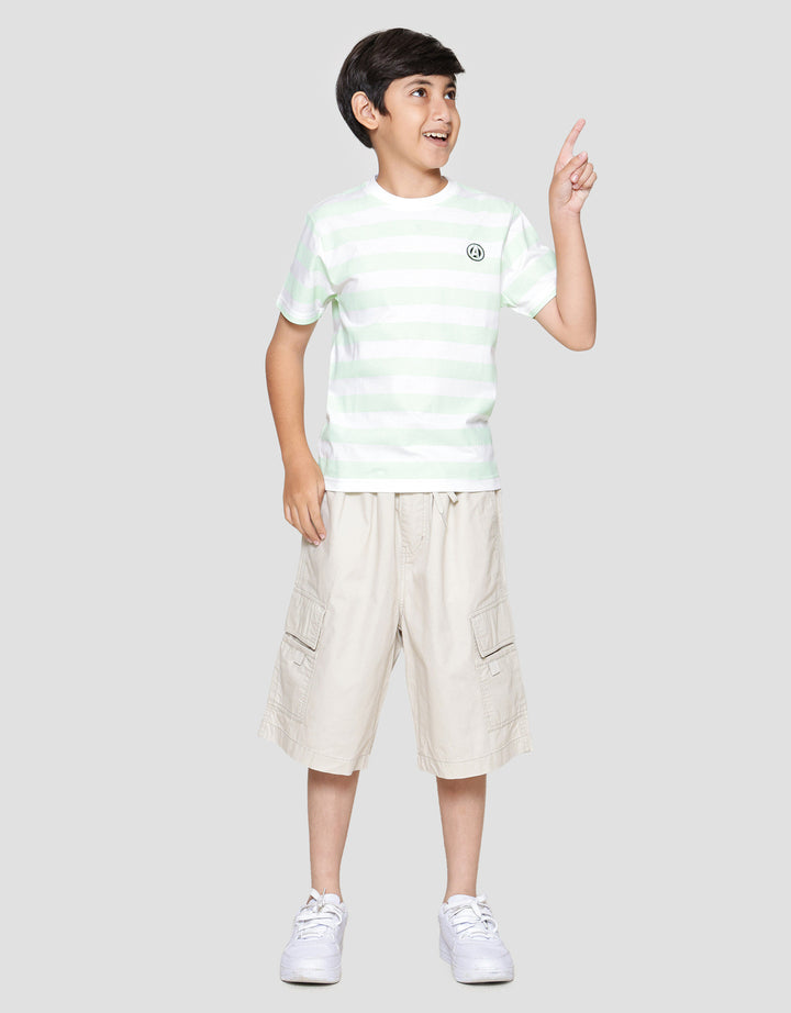 Marvel Avenger Stripe Logo Patch Kaos Lengan Pendek Anak Laki-laki